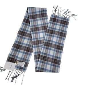 Edinburgh Cashmere NEW  Kids Scarf Stewart Muted Blue Tartan Plaid 100% Cashmere